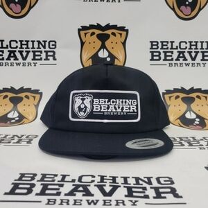 BELCHING BEAVER BREWING Black Pro Snapback, Flat Brim, Embroidered Logo Hat